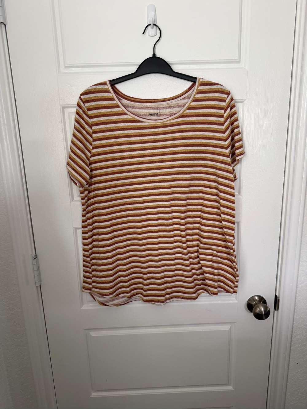 Sonoma Rust & Cream Striped Short Sleeve Tee